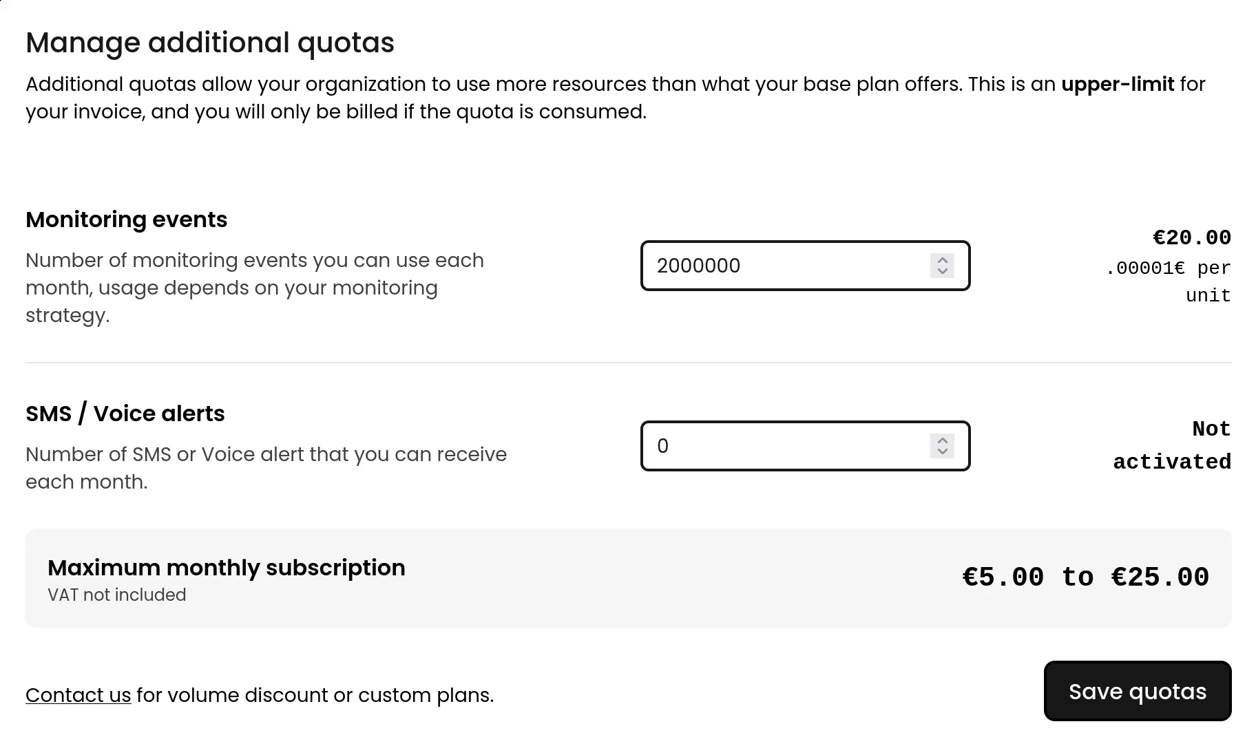 Previous Phare quota selection inputs