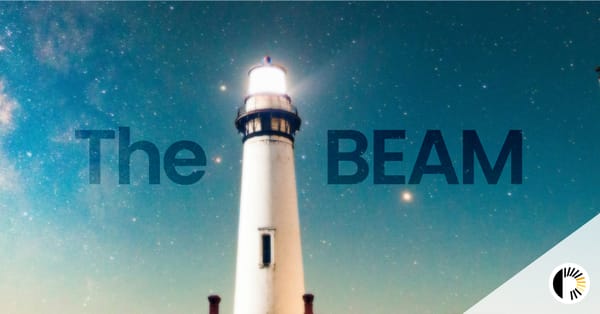 A lighthouse shining a beam of light with the words "The BEAM" written next to it.